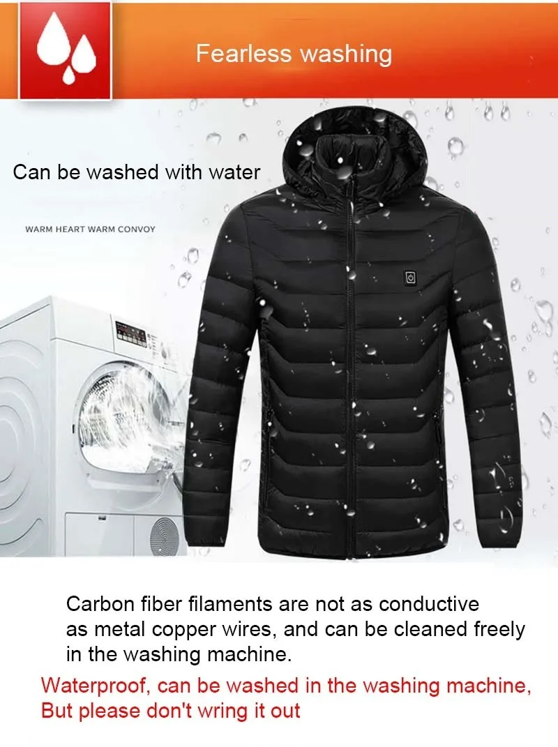 Мужская зимняя куртка с USB подогревом, Мужская водонепроницаемая Светоотражающая куртка с капюшоном, Мужская теплая парка, хлопковая ветровка, мужские куртки от дождя