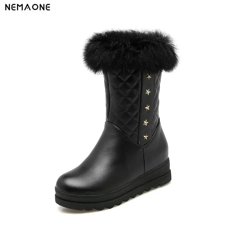 

Women boots winter shoes plush warm women snow boots waterproof platform boots large size 34-43 black pink white