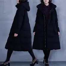 ТРАПЕЦИЕВИДНОЕ длинное женское зимнее пальто с капюшоном Теплый пуховик Зимнее пальто толстый пуховик размера плюс большие карманы