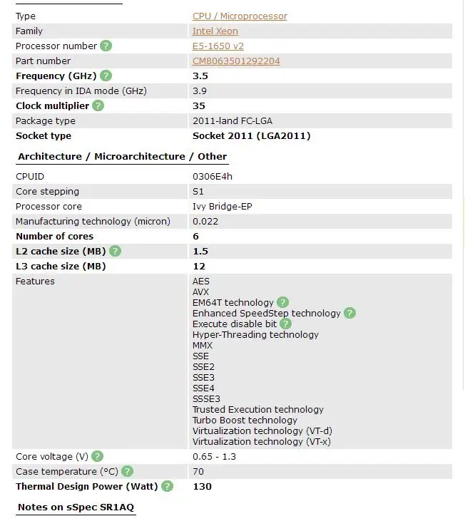 معالج إنتل زيون E5 1650 V2 E5-1650 V2 وحدة المعالجة المركزية LGA 2011 معالج الملقم 100% العمل بشكل صحيح سطح المكتب المعالج E5-1650V2