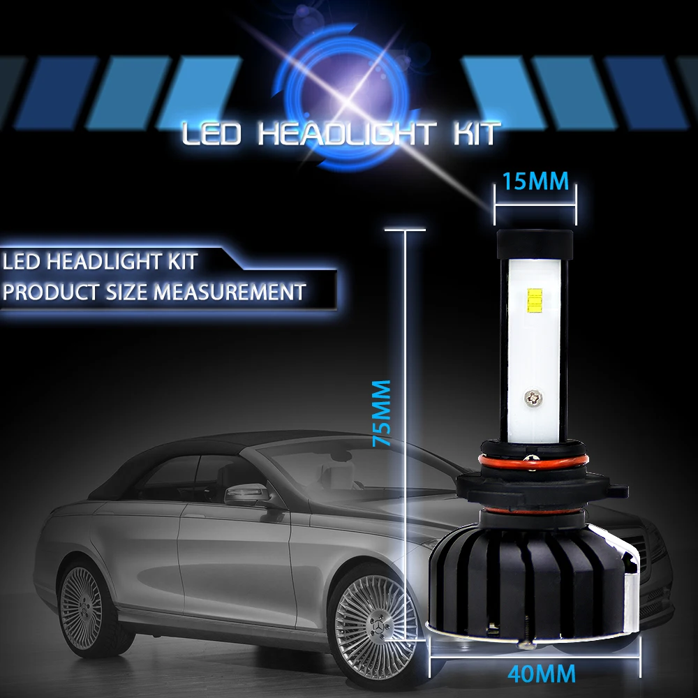 1 пара LS01 F7 светодиодный H10/HB3/9005 Автомобильные 8000LM Фары Светильник ing 6000K