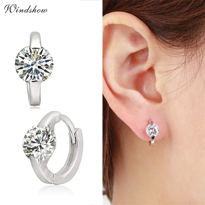 Aliexpress Cute 925 Sterling Silver Round Crystal Circle Aliexpress Cute 925 Sterling Silver Round Crystal Circle Small Loop Huggies Hoop Earrings For Women Jewelry Kids Baby Children S Aros From
