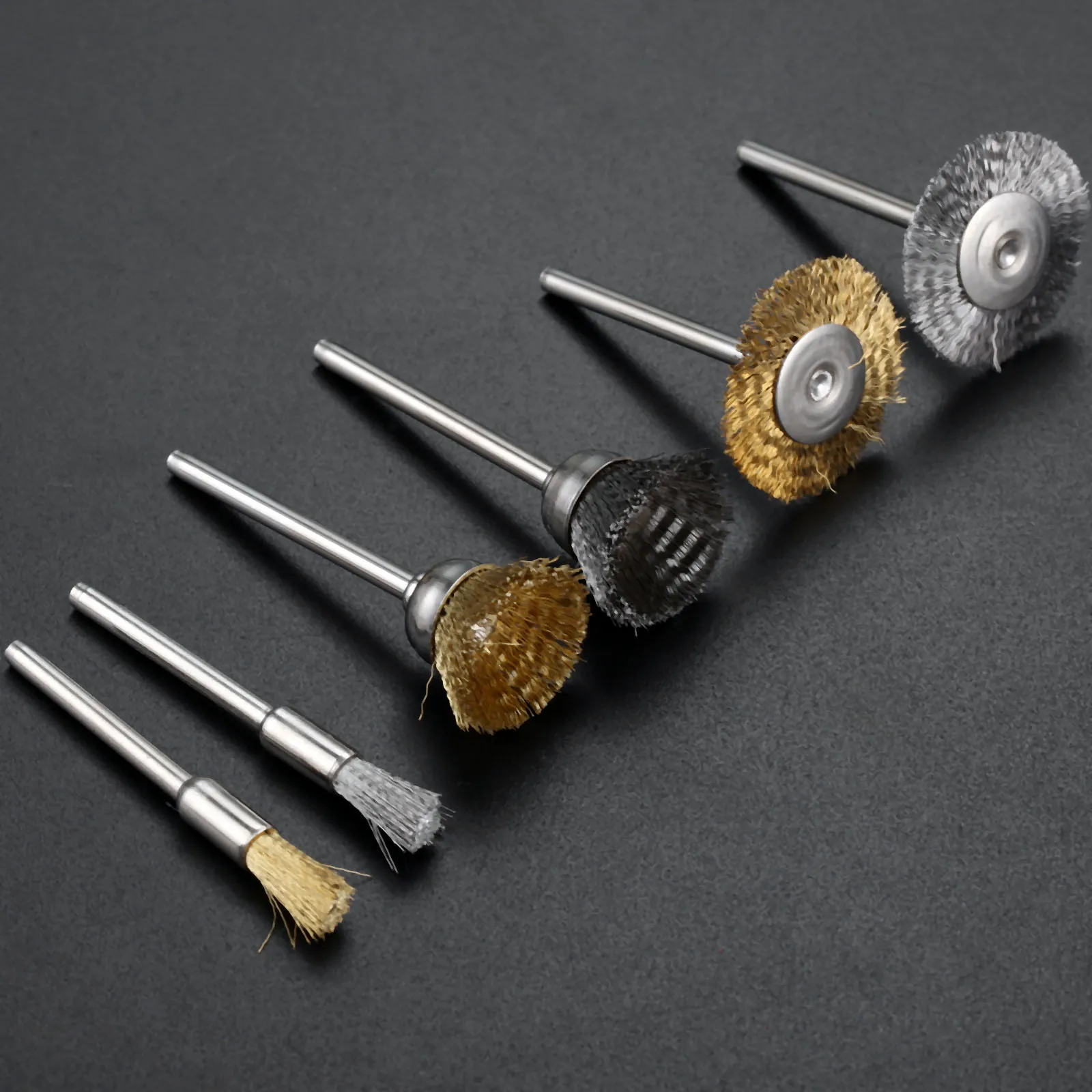 44Pcs Wheel Steel Brush Wire Set Tools Accessories Burr Abrasive Head Deburring Drill For Power Dremel Rotary Tools Polishing