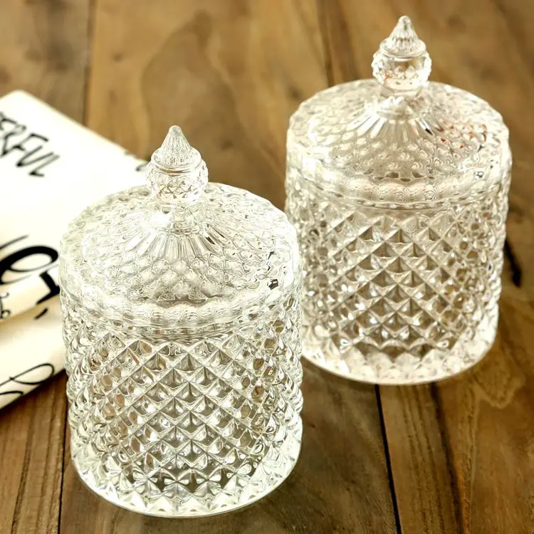 

Crystal glass embossed storage box Jewelry box cotton box toothpick box Toothpick tube sugar bowl sugar bowl