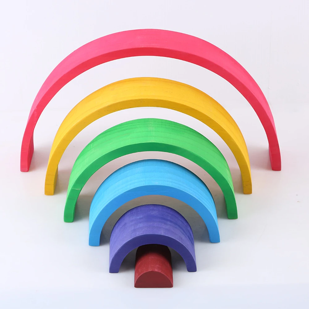 

12 Pcs Children Rainbow Blocks Baby Toys Set Creative Montessori Building Blocks Educational Toys Wooden Constructor Stacker