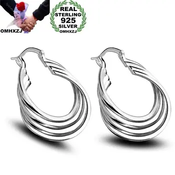 

OMHXZJ Wholesale Personality Fashion OL Woman Girl Party Wedding White Four Circles 925 Sterling Silver Hoop Earrings YE451