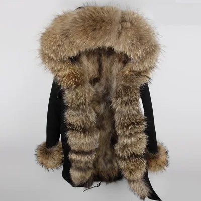 Натуральная меховая подкладка, камуфляжное меховое пальто, женская верхняя одежда, съемная зимняя куртка, большой воротник из меха енота, пальто с капюшоном, парки - Цвет: 7