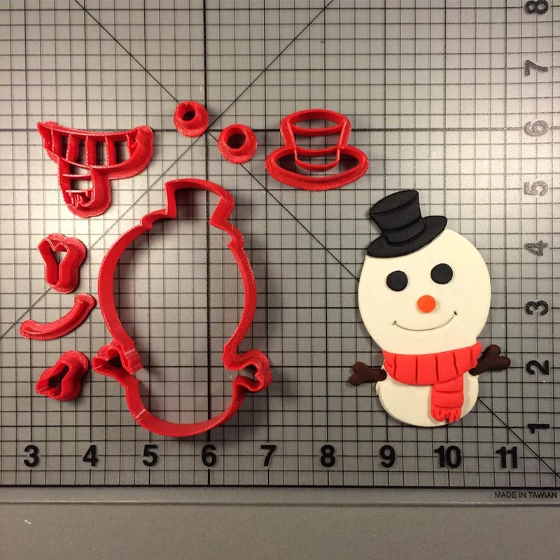 Детский Снеговик набор резаков для печенья на заказ 3D напечатанный резак для торта медведь Бегемот помадка форма для кекса форма для украшения торта инструмент - Цвет: Snowman 4inch N0078