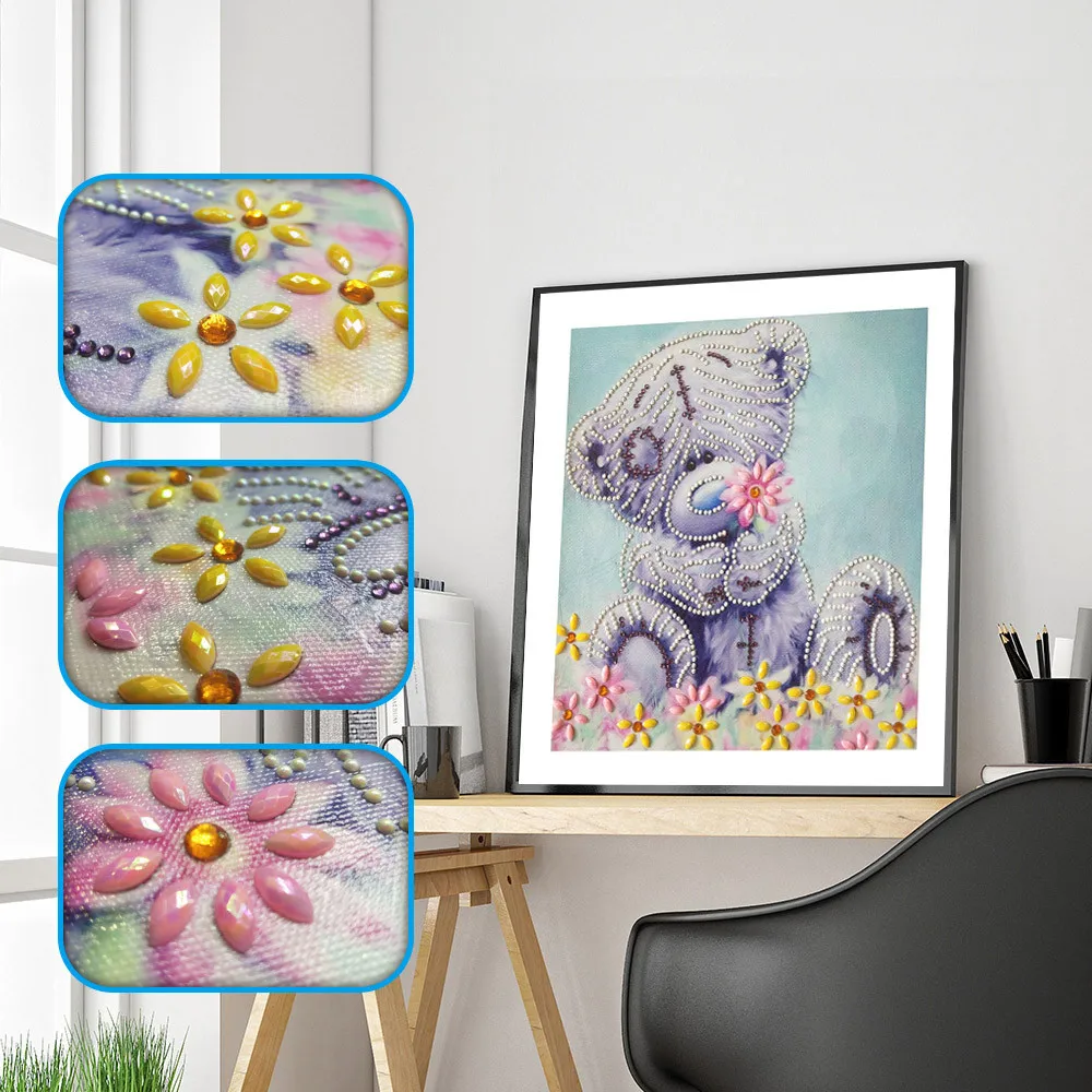 5D DIY Rhinestone Embroidery Cross Stitch Arts Craft for Home Wall Decor Stone Blue Flower 30x30cm Diamond Painting Kits Full Drill