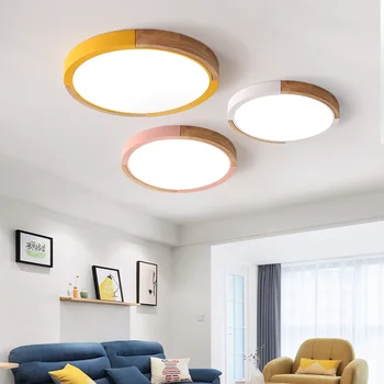 

MDWELL Nordic Oak Dimmable Led Ceiling Lights Living Room Round Multicolor Alloy Led Ceiling Lamp Bedroom Led Ceiling Light