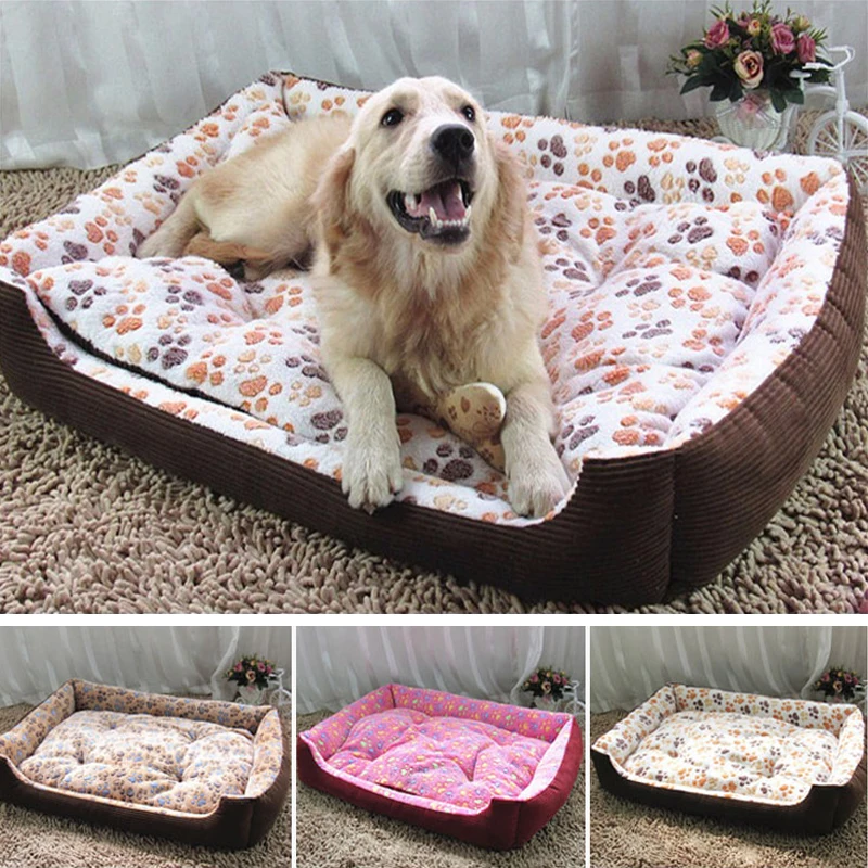 

Paw print Dog House Bed for Small Medium Large Dogs Chihuahua Golden Retriever Sofa Kennel Washable Pet Cat Cushion Mat Dog Beds