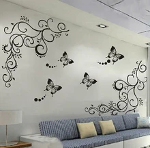 3D lowest price calssic black butterfly flower font b wall b font font b sticker b