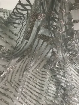 

New design glued glitter lace fabric fashion Diudiu-8504 African tulle lace fabric