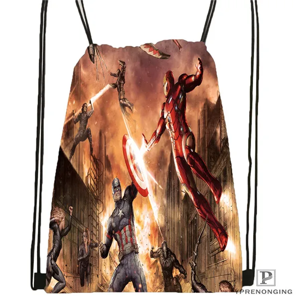На заказ Мстители из комиксов Marvel Drawstring рюкзак сумка для мужчин и женщин милый рюкзак дети ранец(черная спинка) 31x40 см#180531-01-42 - Цвет: Drawstring Backpack