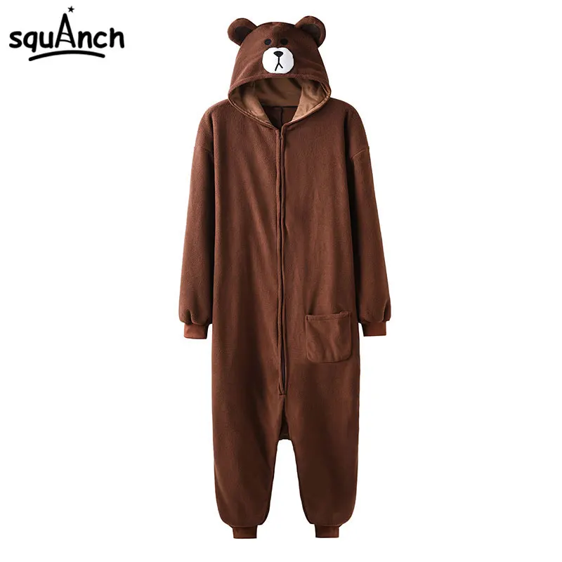 Животных Onesie плюшевые Размеры XXL медведь кигуруми 150-190 см взрослых для женщин мужчин Пижама для сна общая флис комбинезон на молнии