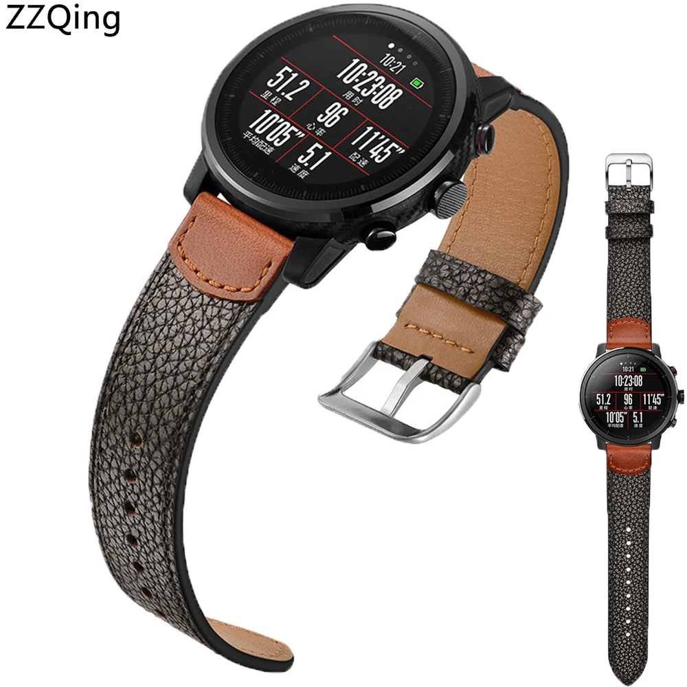 Смарт-часы Huami Amazfit Stratos 2 ремешок кожаный браслет ZZQing для оригинальных xiaomi huami amazfit