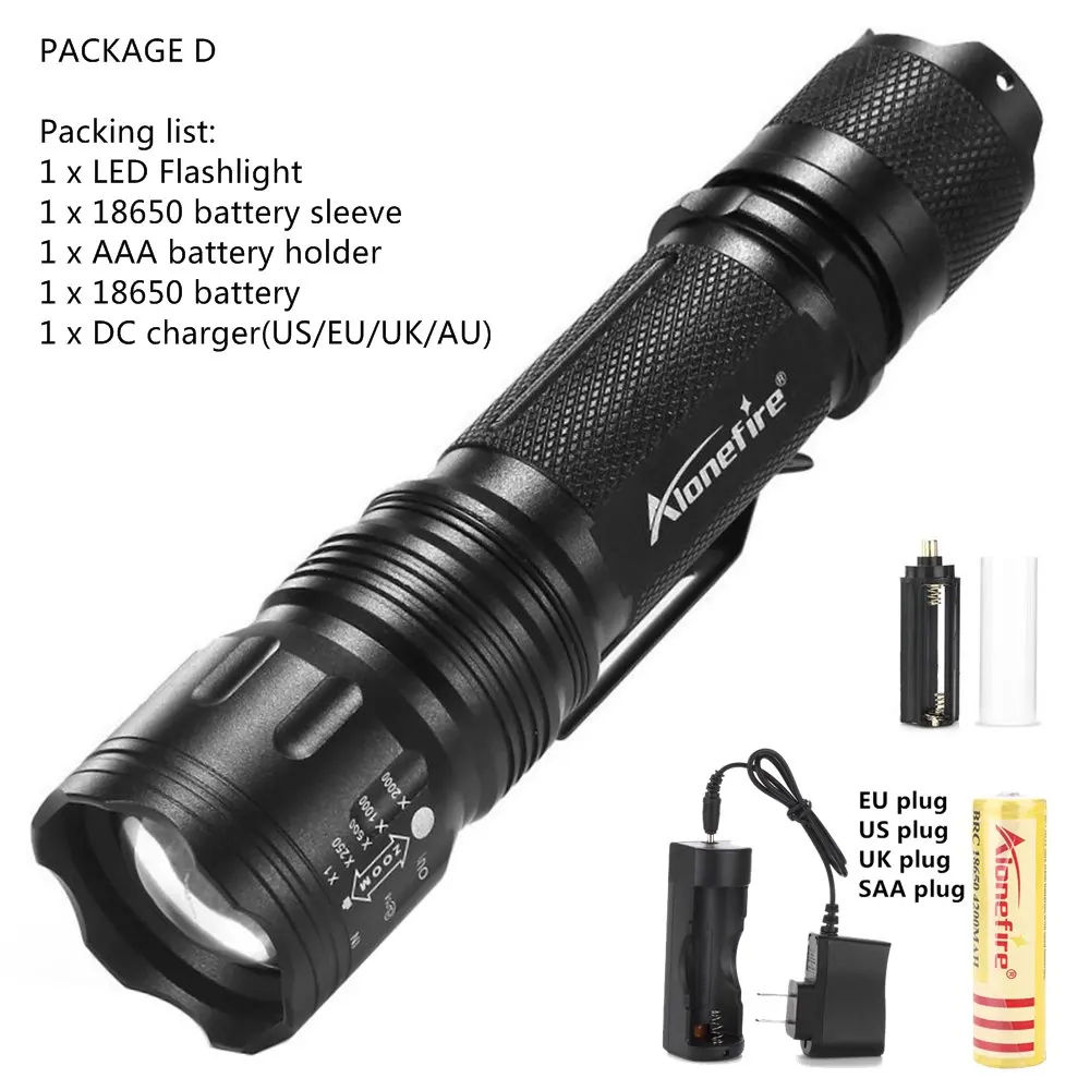 PACKAGE D AloneFire TK105 самый мощный светодиодный светильник-вспышка CREE XP-L V6 прожектор Светодиодный фонарь походный светильник дорожный светильник - Испускаемый цвет: PACKAGE D