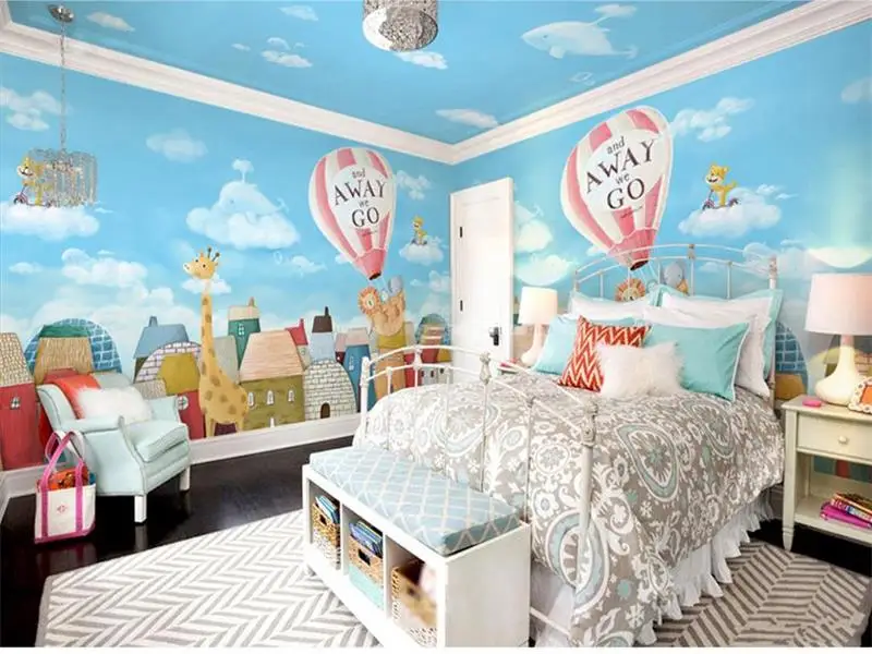 Custom kids mural livingroom 3d photo wallpaper sticker hand painted fantasy photo kids room 3d ...