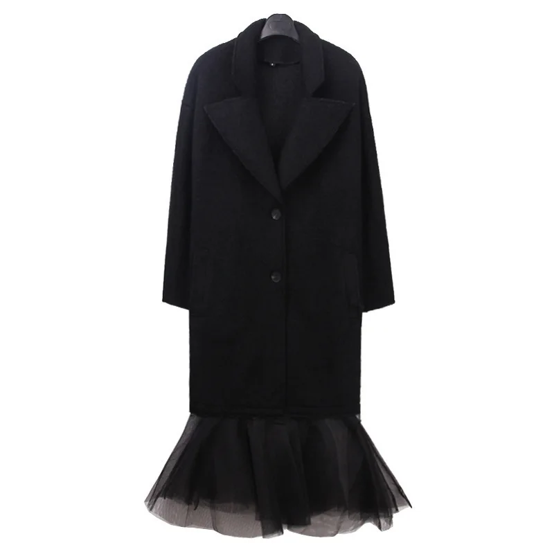 

ASYMSAY 2017 Brand Design Winter Coat Women Warm Long Style Women's Cashmere Coat European Fashion Hem Jacket Outwear AC2096