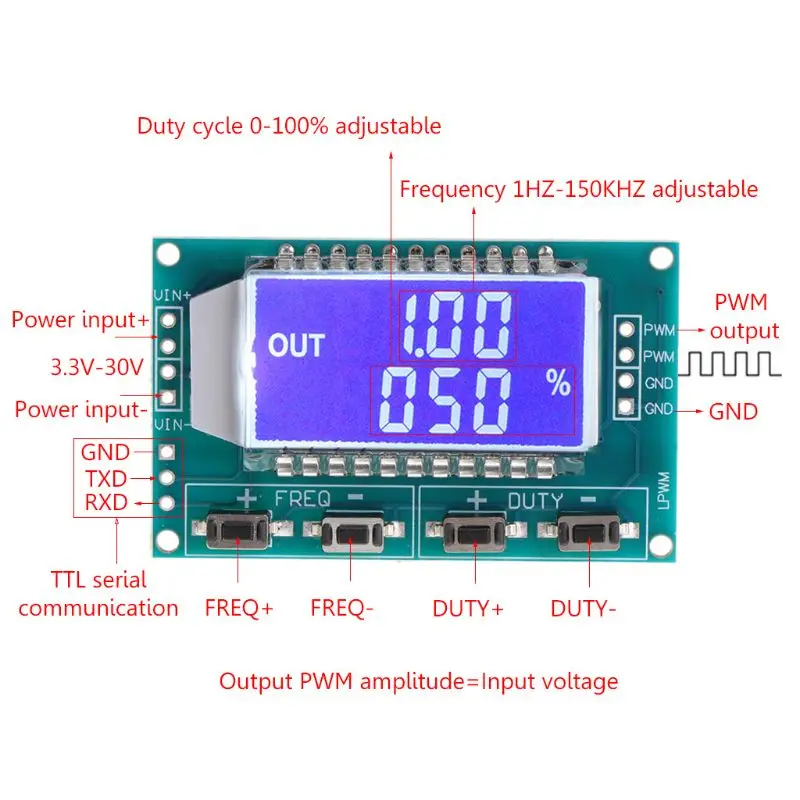 PWM импульсная Частота Рабочий цикл регулируемый модуль генератор сигналов ЖК-дисплей