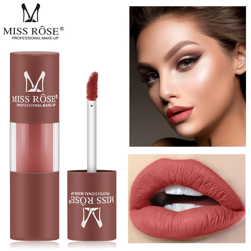 

2019 Hot Waterproof Lip Gloss Matte Liquid Lipstick Matte Lipstick Lipkit Cosmetics Makeup Nude Black Rose MISS ROSE Brand TSLM1