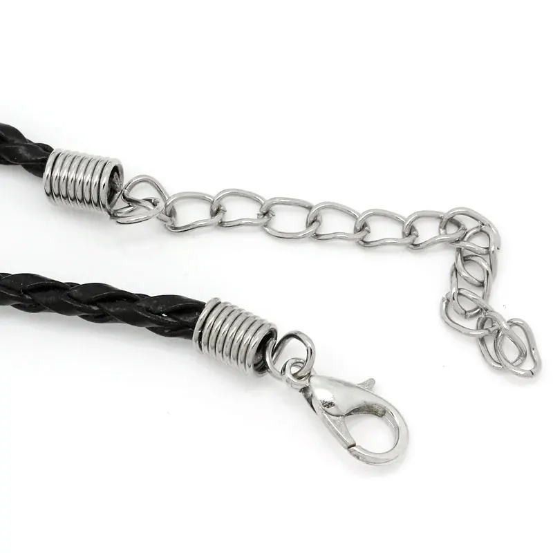DoreenBeads хит продаж черный сплав серебряный цвет застежка лобстер удлиненная