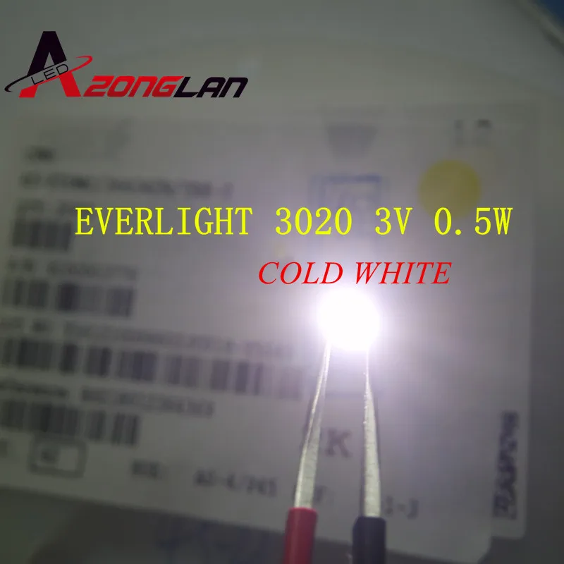 1000 шт./лот светодиодная подсветка EVERLIGHT 0 5 Вт 3 в 3020 холодный белый ноутбук/планшет