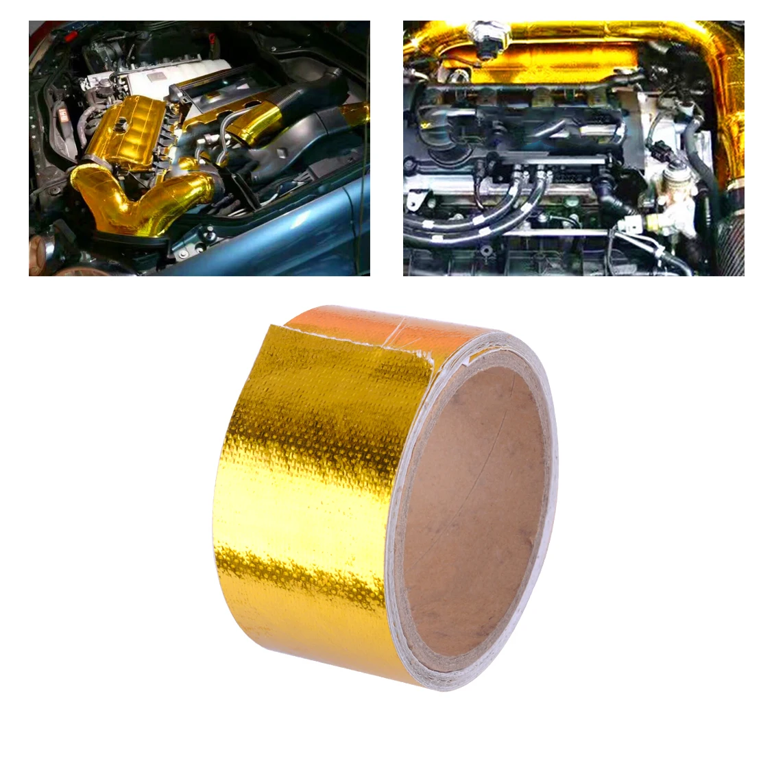 

CITALL 5cmx5M Self Adhesive Car Engine Turbo Exhaust Muffler High Temperature Heat Resistant Shield Wrap Reflective Tape