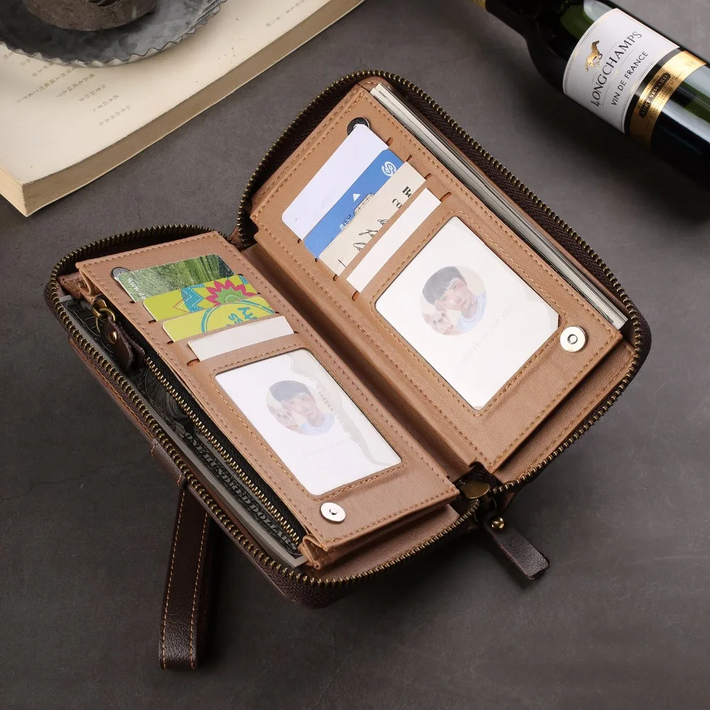 Genuine Cow Leather Wallet Finger Ring Belt Strap Case Pouch For Galaxy M20 M30 S10+ A50 A30,For Sony Xperia 10 XA3,vivo V15 Pro