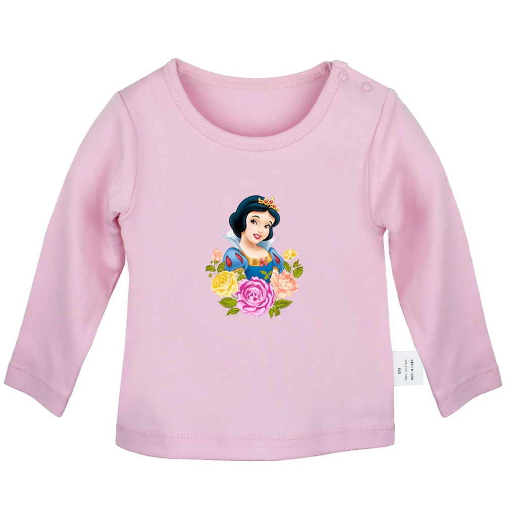 Cute Snow White with Flowers XO NCAA USC Trojans Design Newborn Baby T-shirts Toddler Graphic Solid Color Long Sleeve Tee Tops