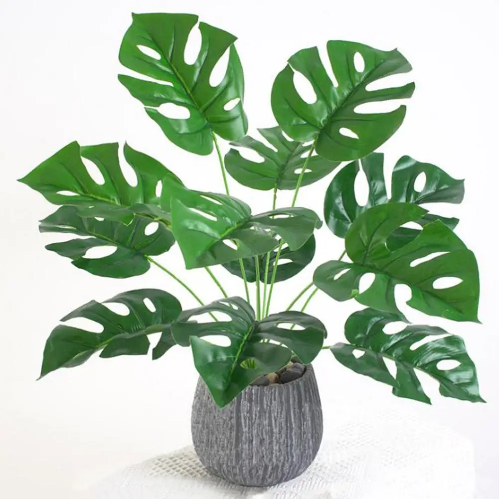 

12 Head Artificial Plants Multiple Holes Monstera Deliciosa Green Plants Party Table party garden office Decorations Home Decor