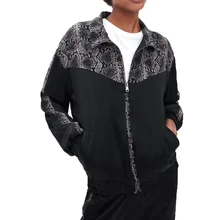 Зимнее пальто Женская Повседневная Черная Женская одежда с принтом куртка-бомбер с длинным рукавом Женская