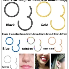 Шарнирная перегородка кликер сегмент носа кольцо губы уха хряща Daith пирсинг ювелирные изделия 20 г 18 г 16 г 14 г 12 г 316l хирургическая сталь