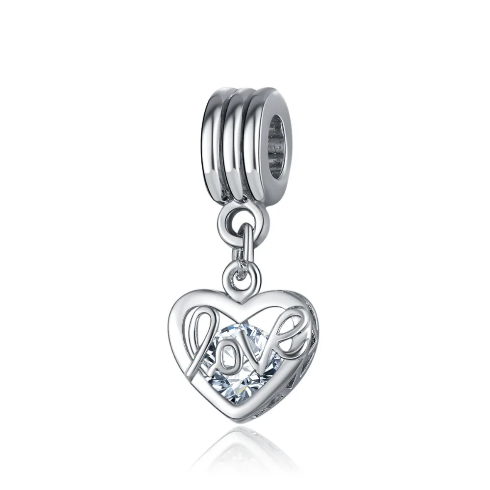 5PCS Jewelry Finding Big Crystal Heart Love Dangle Silver Plated Pendant Charm Fit DIY Original Bracelet Choker Couple | Украшения и