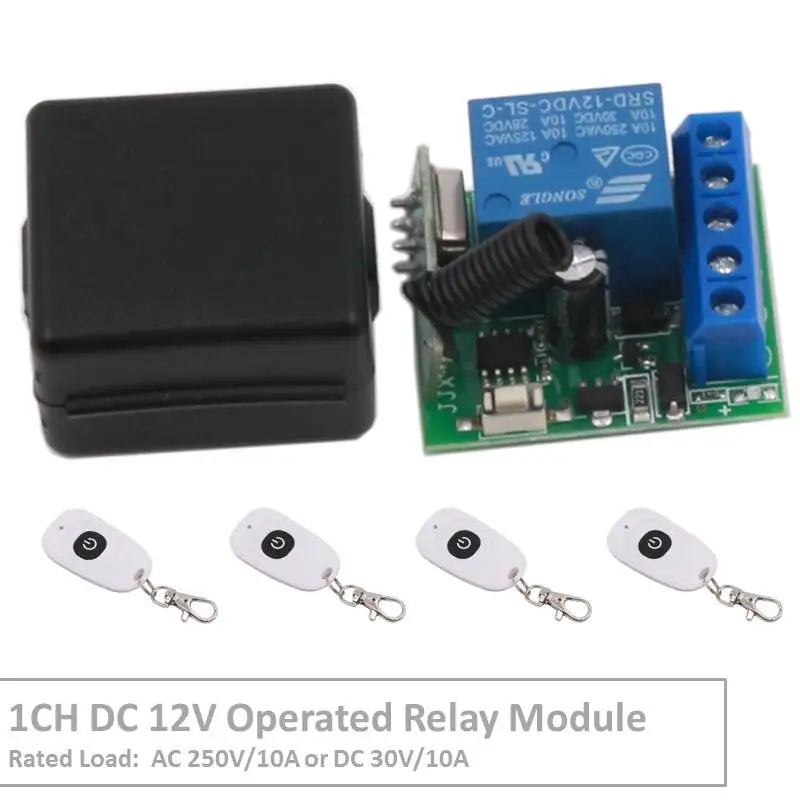 

Wireless Remote Control Switch DC 12V Operated 1CH rf 433Mhz Relay Receiver & 500m Transmitter for Remote Garden and Led Switch