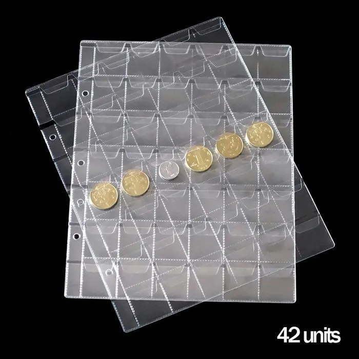 10 PCS/Lot 2 3 4 lines 20 30 42 Units/Sheets coins album transparent inside pages 252*200mm inners of collection coin holders