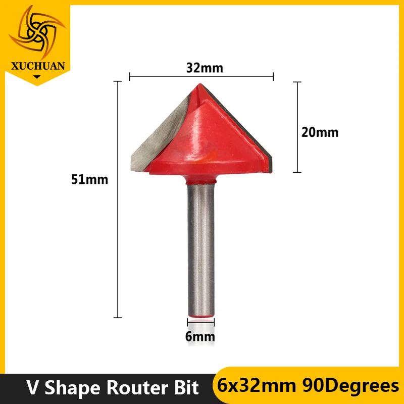 1 шт. 90 градусов триммер для древесины маршрутизатор бит V Форма твердосплавные обрезки гравировки бит 6 мм хвостовик древесины фреза