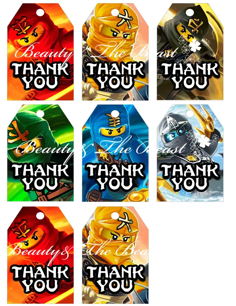 Ninja Party Favor Tags Ninja Thank You Tags Ninja Birthday Favor Tags