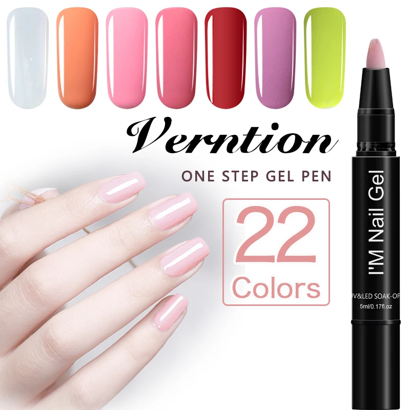

Verntion New Fashion Easy To Use 3 In 1 Gel Nail Varnish Pen Glitter One Step Gel Polish Hybrid UV Gel Lacquer Nail Art Manicure