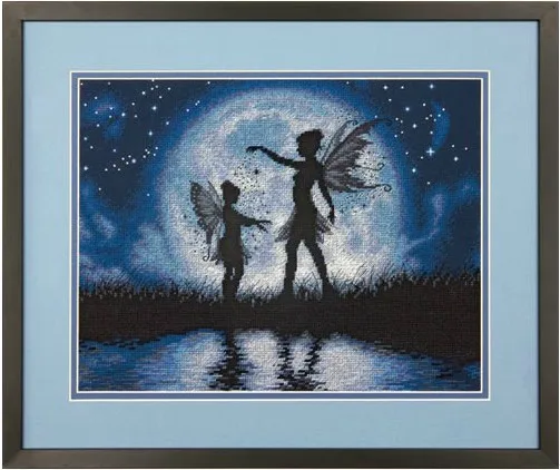 CS-668 cross stitch kit fairy mother and daughter silhouette starry night moon Dim 70-35296.jpg
