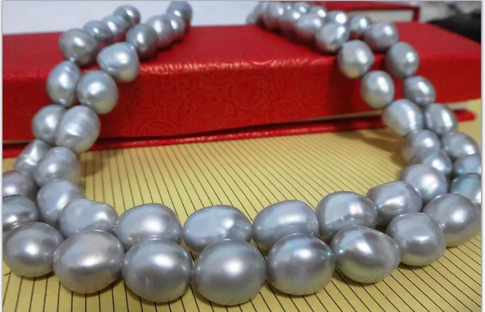 

Jewelr 005796 10-12MM NATURAL SOUTH SEA GENUINE GRAY POTATO PEARL NECKLACE