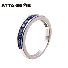 Созданный синий сапфир кольцо из стерлингового серебра унисекс S925 Lover Свадебное обручальное кольцо Твердое Серебро Девушки Подарки наивысшего качества