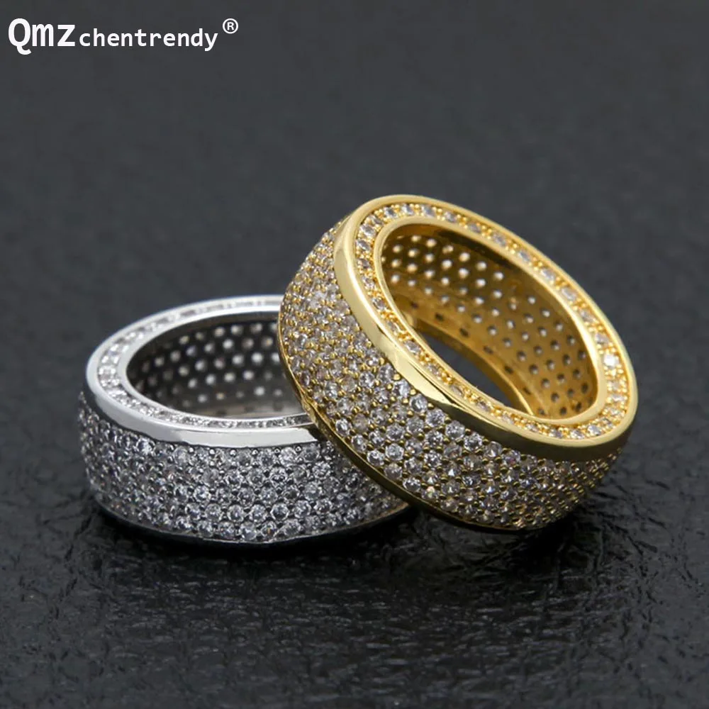 Hip hop Stainless Steel Cubic Zirconia Rings Iced Out High Quality Micro Pave CZ Rings Women & Men Gold Silver Finger Ring