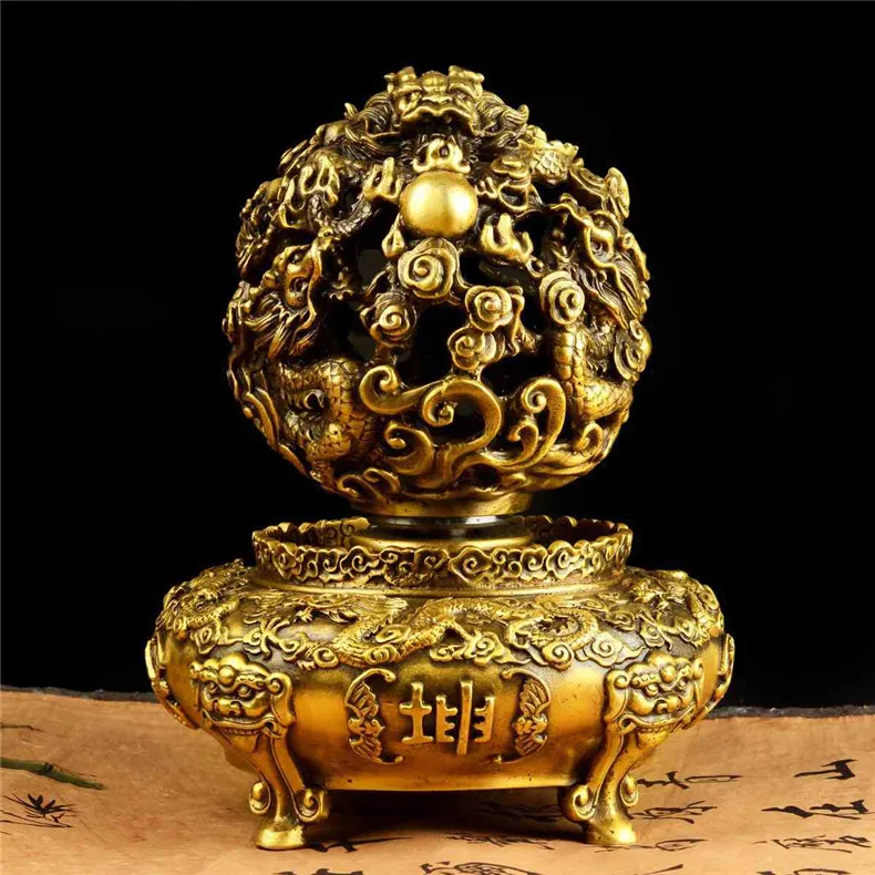 

Nine pieces of pure copper craft, the turning of the dragon