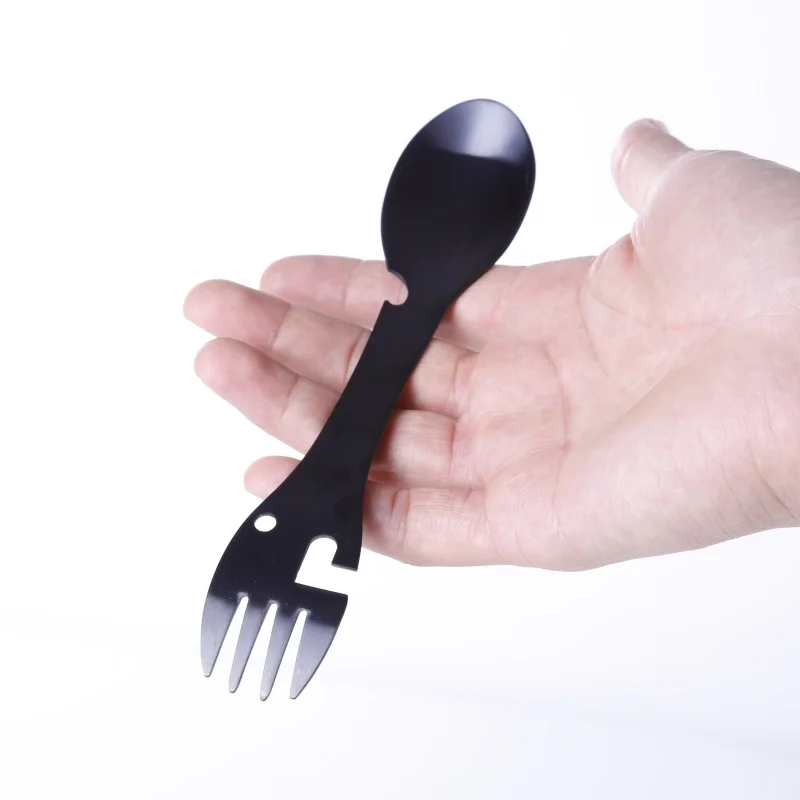 Многофункциональный титановый Spork с открывалкой для бутылок легкий эко-ложки вилка для путешествий кемпинга с чехол для хранения и B