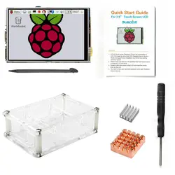 Горячая Распродажа 3,5 "ЖК-дисплей TFT Сенсорный экран Дисплей для Raspberry Pi 2/Raspberry Pi 3 Модель B доска + акриловый чехол + стилус + радиатора