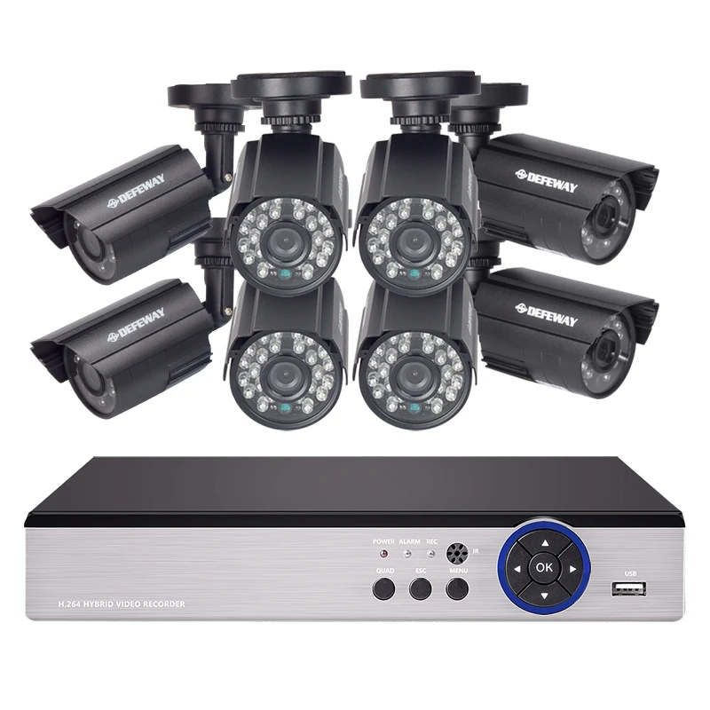 DEFEWAY 8 1200TVL 720P HD font b Outdoor b font CCTV Security Camera System 1080N Home
