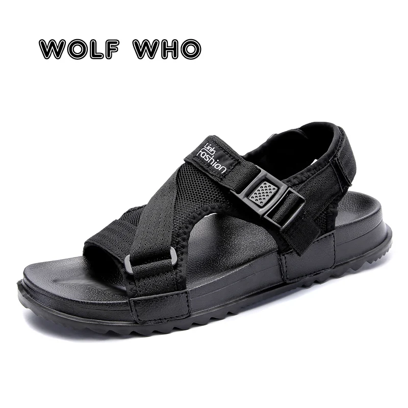 

WOLF WHO Fashion Man Beach Sandals 2019 Summer Gladiator Male Outdoor Shoes Roman Men Casual Shoe Flip Flops Large Size 46 A-008