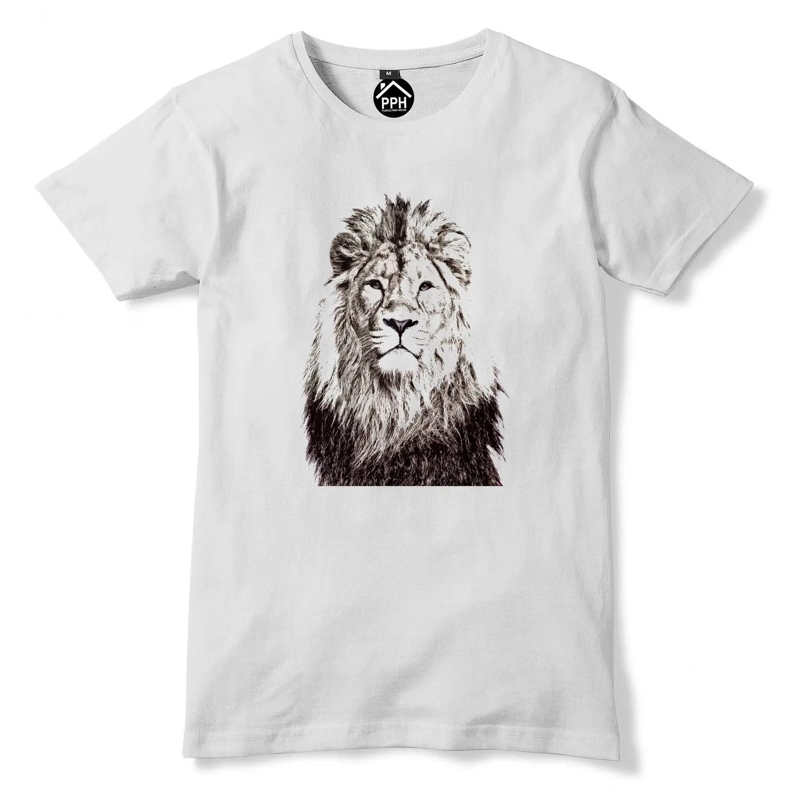 Lion Face T Shirt Cut Out Abstract Design Tshirt Wildlife Animal tee Gift 157 custom printed tshirt Cheap wholesale tees | Мужская
