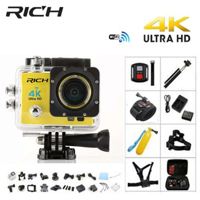 Богатый Q5H pro Действие Камера Ultra HD 4 К Wi-Fi Full 1080 P 60fps Дайвинг Подводные go водонепроницаемый шлем Cam спорт действий Камера H9